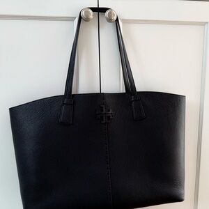 Tory Burch Black Pebbled Leather Tote